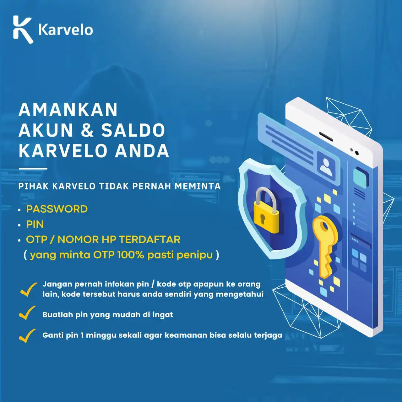 Image from Karvelo: AMANKAN AKUN & SALDO KARVELO ANDA ‼️  PIHAK KARVELO TIDAK PERNAH MEMIN...