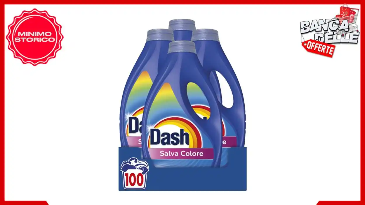 Image from Banca delle Offerte: *🧴 Dash Detersivo Liquido Lavatrice, 100 Lavaggi (4x25), Salva Colore...
