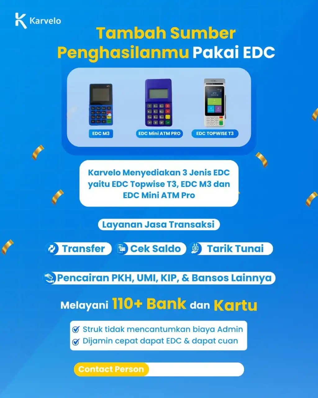 Image from Karvelo: Karvelo Menyediakan 3 Jenis EDC yaitu : - EDC Mini ATM Pro - EDC M3 - ...