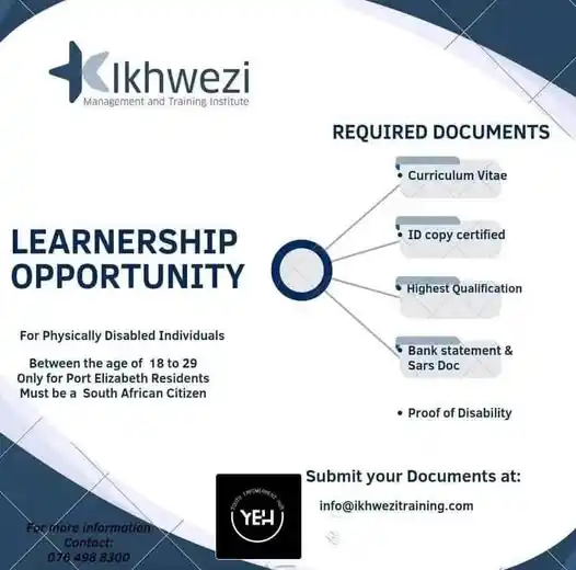 Image from FindSAjobs & Learnerships: LEARNERSHIP OPPORTUNITY – For People Living with Disabilities (Port El...
