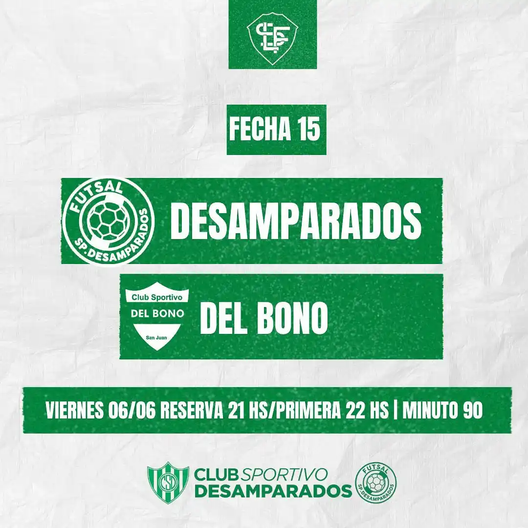 Image from CLUB SPORTIVO DESAMPARADOS FUTSAL: 🔜Próximo partido  🏆Liga Sanjuanina 🆚Del Bono 🏟️Minuto 90 📆Viernes...