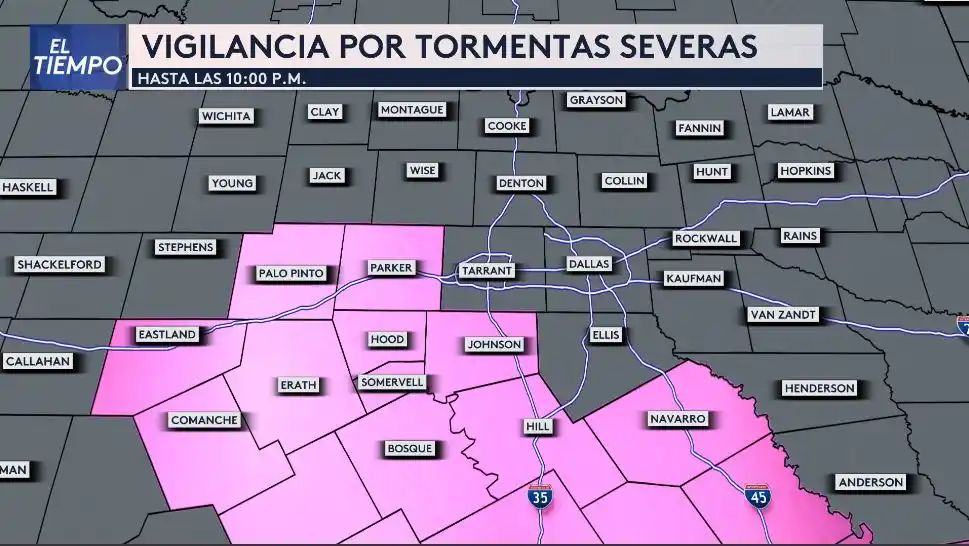 Image from Univision 23 DFW: *Vigilancia por tormentas severas ⛈️* Activa hasta las 10:00 p.m. para...