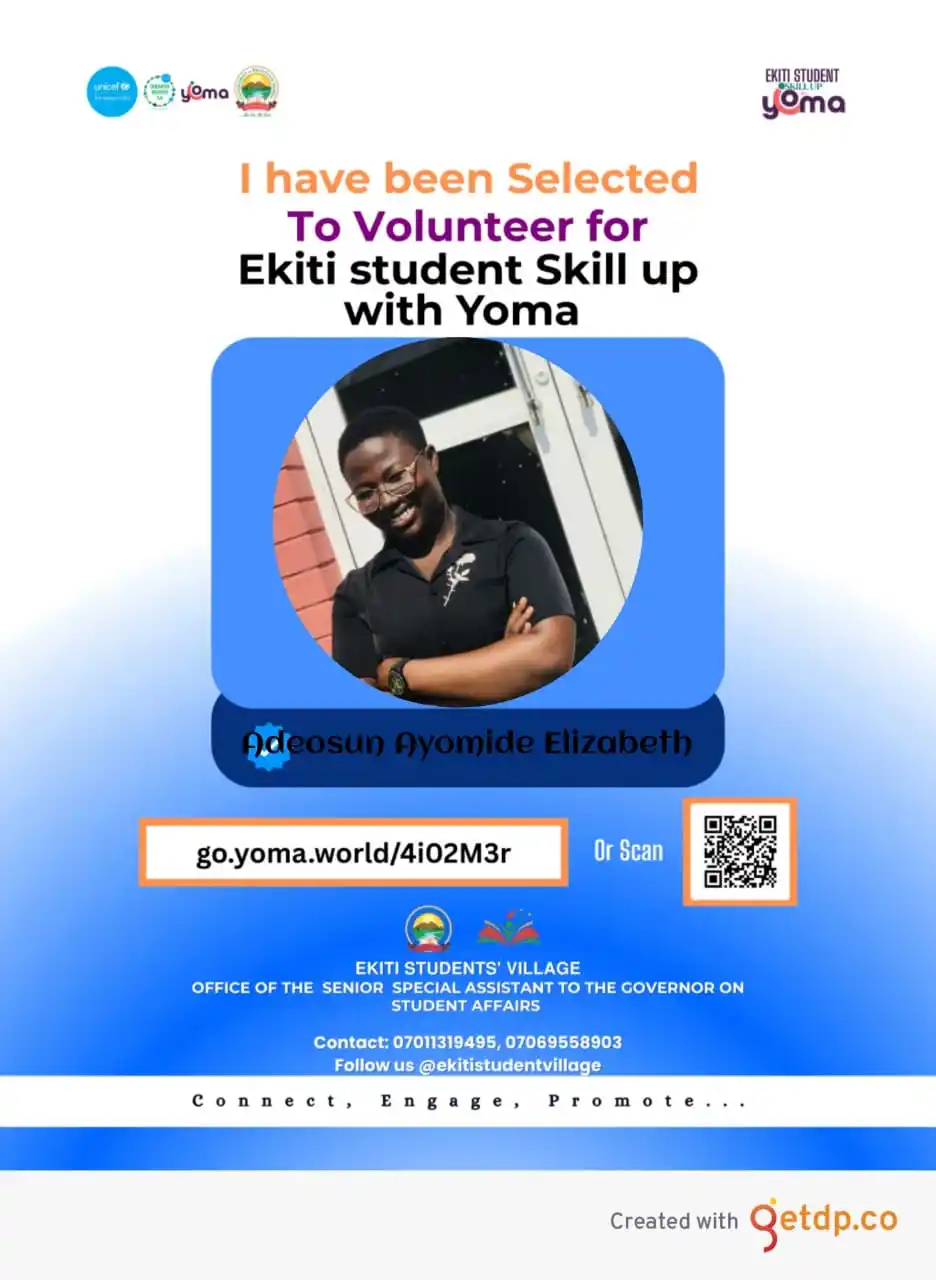 Image from Federal University Oye-Ekiti: @Ayomide Adeosun, Congratulations on your selection as a volunteer for...