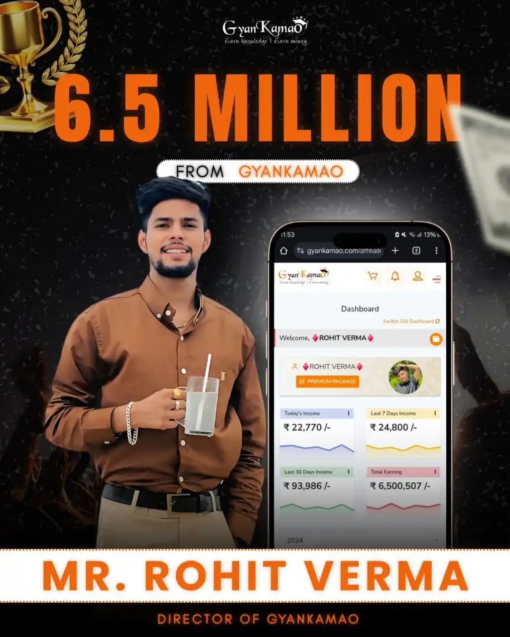 Image from GYANKAMAO 🟢: 🎉 Big Congratulations to Mr. Rohit Verma! 💰  From dreams to ₹65+ Lak...