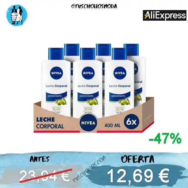Image from tuschollosmoda!!!👟 Ofertas Y Chollos en Ropa,  Moda,  Zapas y Belleza: 🧴 *CHOLLITO PACK 6 LECHE CORPORAL NIVEA OLIVA!!* <a class="text-blue-...