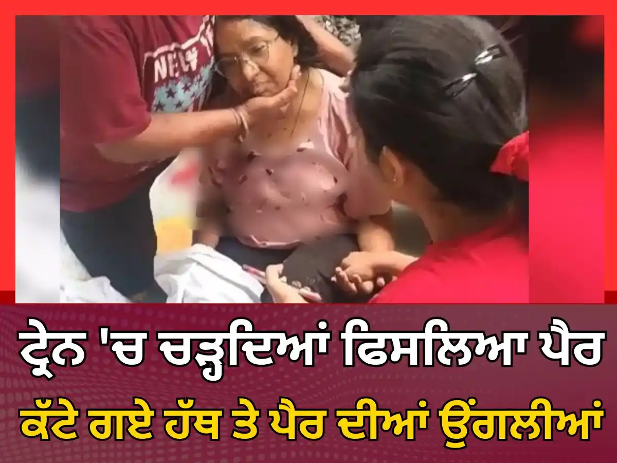 Image from News18 Punjab: ਦਿਲ ਦਹਿਲਾ ਵਾਲਾ ਹਾਦਸਾ : ਟ੍ਰੇਨ 'ਚ ਚੜ੍ਹਦਿਆਂ ਫਿਸਲਿਆ ਪੈਰ, ਔਰਤ ਦੇ ਕੱਟੇ ਗਏ ਹੱ...