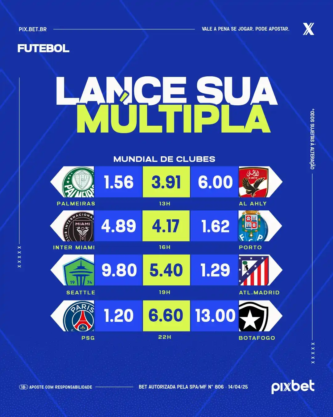 Image from Canal Pixbet Oficial: 🌍⚽ O Mundial de Clubes tá rolando... Já montou sua múltipla? Chegou ...