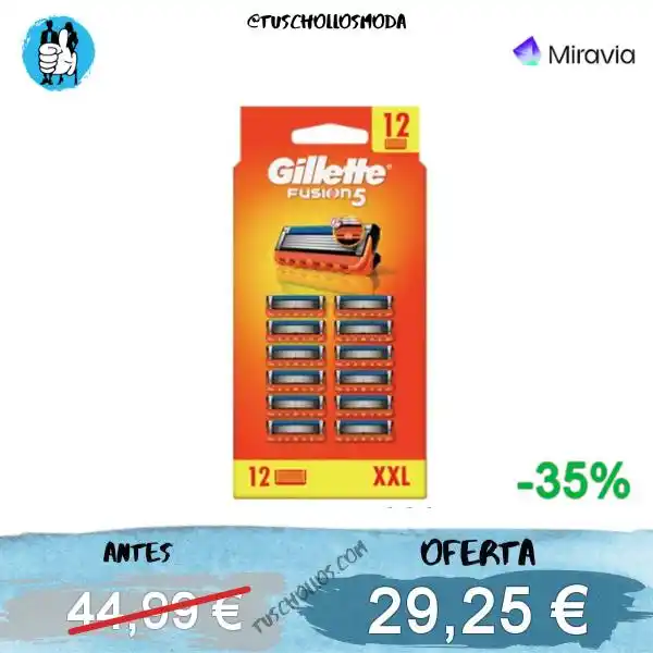 Image from tuschollosmoda!!!👟 Ofertas Y Chollos en Ropa,  Moda,  Zapas y Belleza: *🪒💥PACK 12 RECAMBIOS GUILLET FUSION 5!!* #,   🔊 () Guillet Fuson 5 ...