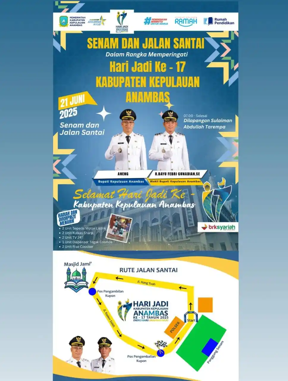 Image from @anambasinfo: 🚶🏻♂️Senam & Jalan Santai. Sempena Hari Jadi Ke 17 Kabupaten Kepulau...