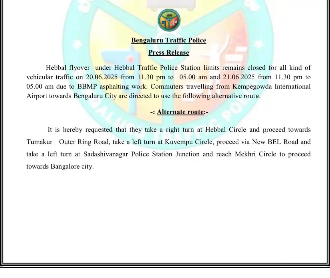 Image from Bengaluru Post: Traffic Alert ‼️: Hebbal Flyover...