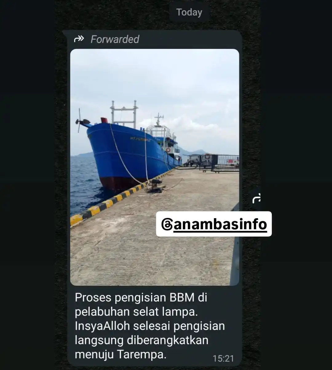 Image from @anambasinfo: ⛽Update! hari ini Rabu (11/6). KM. Putri Ayu sdg proses pengisian BBM ...
