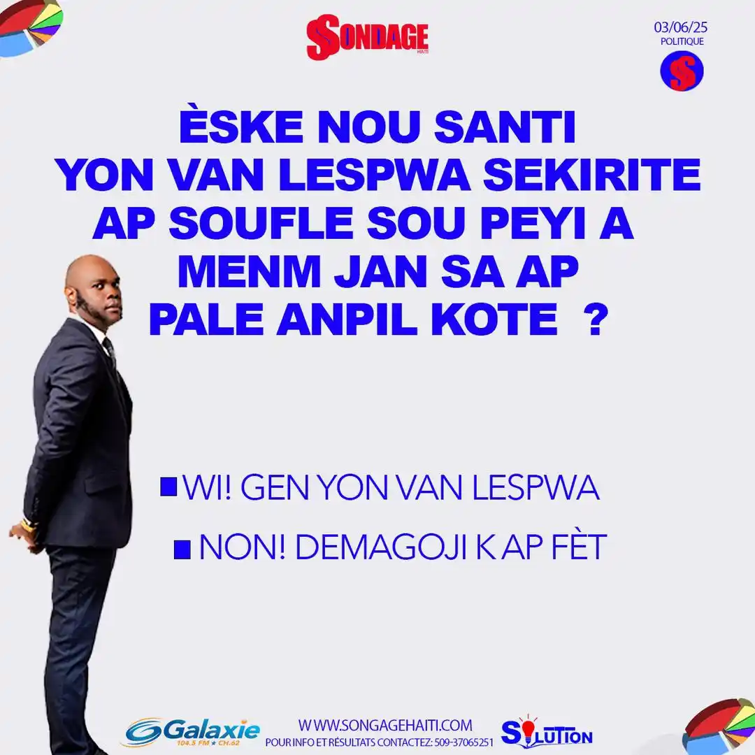 Image from Radio Tele Galaxie: VAN LESPWA SEKIRITE sou peyi a k ap pale a èske nou santi l?    Nouvo ...