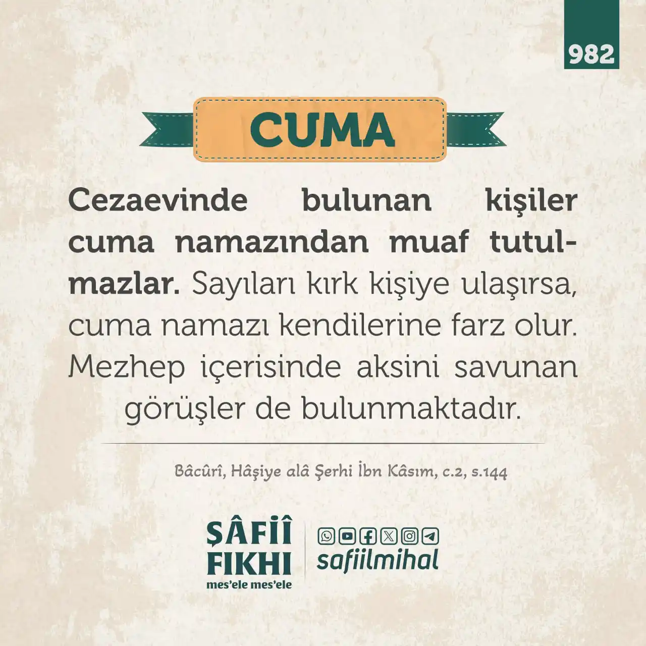 Image from ŞÂFİÎ FIKHI: 982 - Vitir / 17 Zilhicce *Cezaevinde bulunan kişiler cuma namazından...
