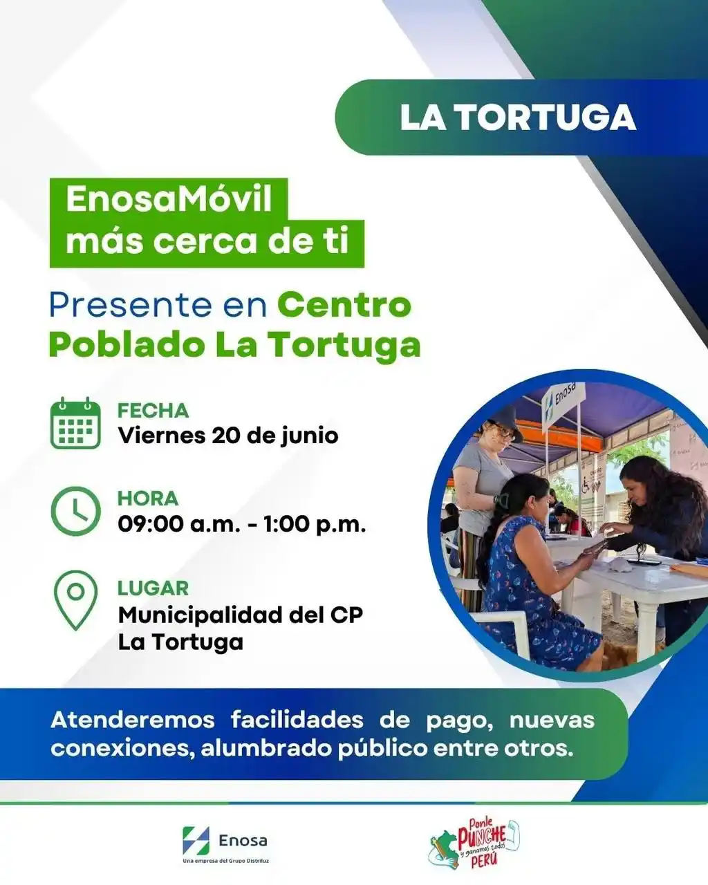 Image from ENOSA: A la gente de Paita 🥳 🚐⚡ ¡Enosa Móvil llega a Centro Poblado La Tort...
