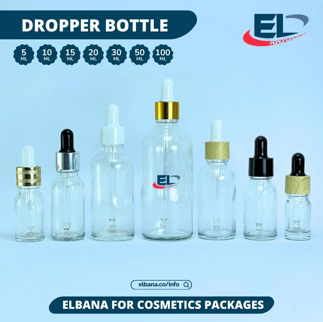 Image from Elbana Company: ✨ Dropper Bottle✨ ➰قطارات من الزجاج باللون الشفاف بأحجام متنوعة👇🏻 (5...