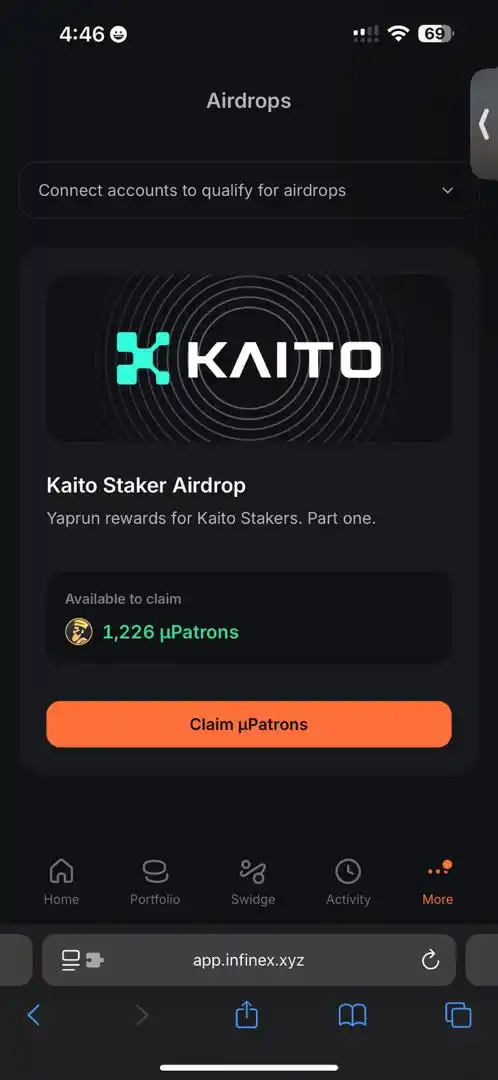 Image from Web3 Alphas 🤴 : Eligible for @infinex airdrop for staking Kaito !...