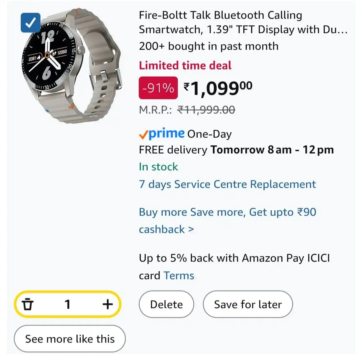 Image from OID Loot • Deals • Offers: Fire-Boltt Talk Bluetooth Calling Smartwatch @1099. https://amzn.to/4...