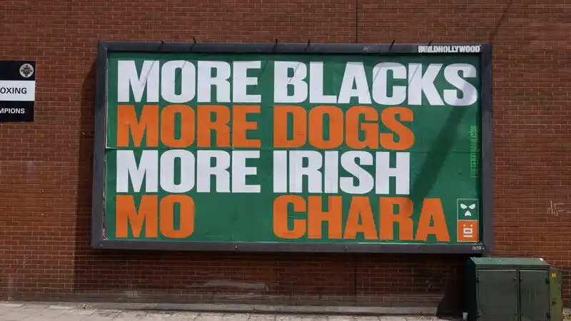 Image from Irish Examiner: *Kneecap ‘plasters’ London with message of support for group member du...