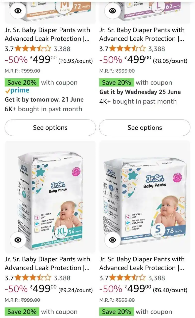 Image from OID Loot • Deals • Offers: Loot :- Jr.sr Baby diapers 50% off + 50% coupon Apply coupon https:...