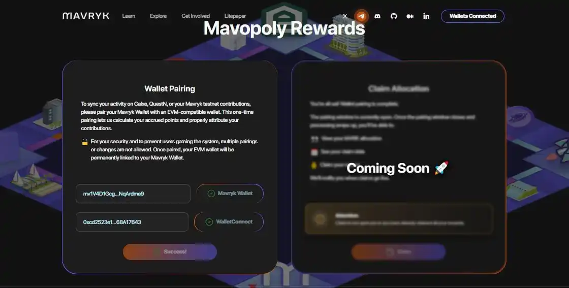 Image from Web3 Alphas 🤴 : Mavopoly Season 1: Wallet Pairing is LIVE Pair your Mavryk Testnet Wa...