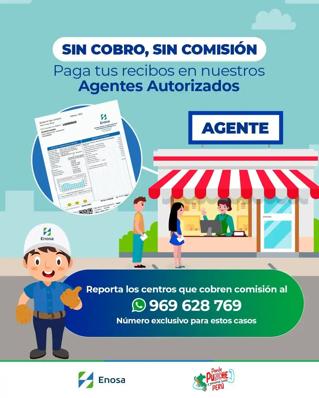 Image from ENOSA: 🎉 *¡Paguen sin comisiones!* Recuerden que pueden pagar su recibo de l...