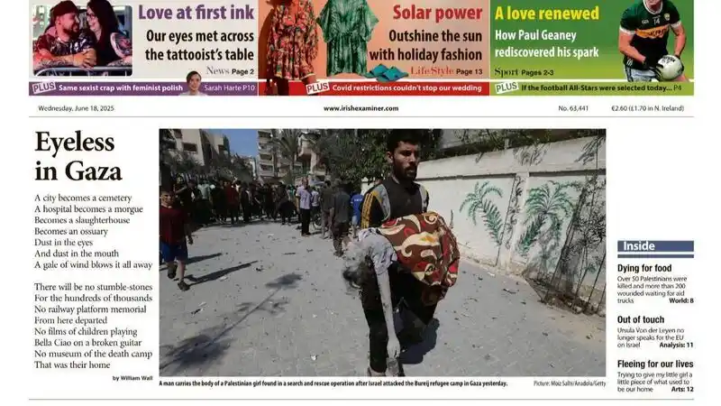 Image from Irish Examiner: *Read the Gaza poem by a Cork writer that featured on the Irish Examin...