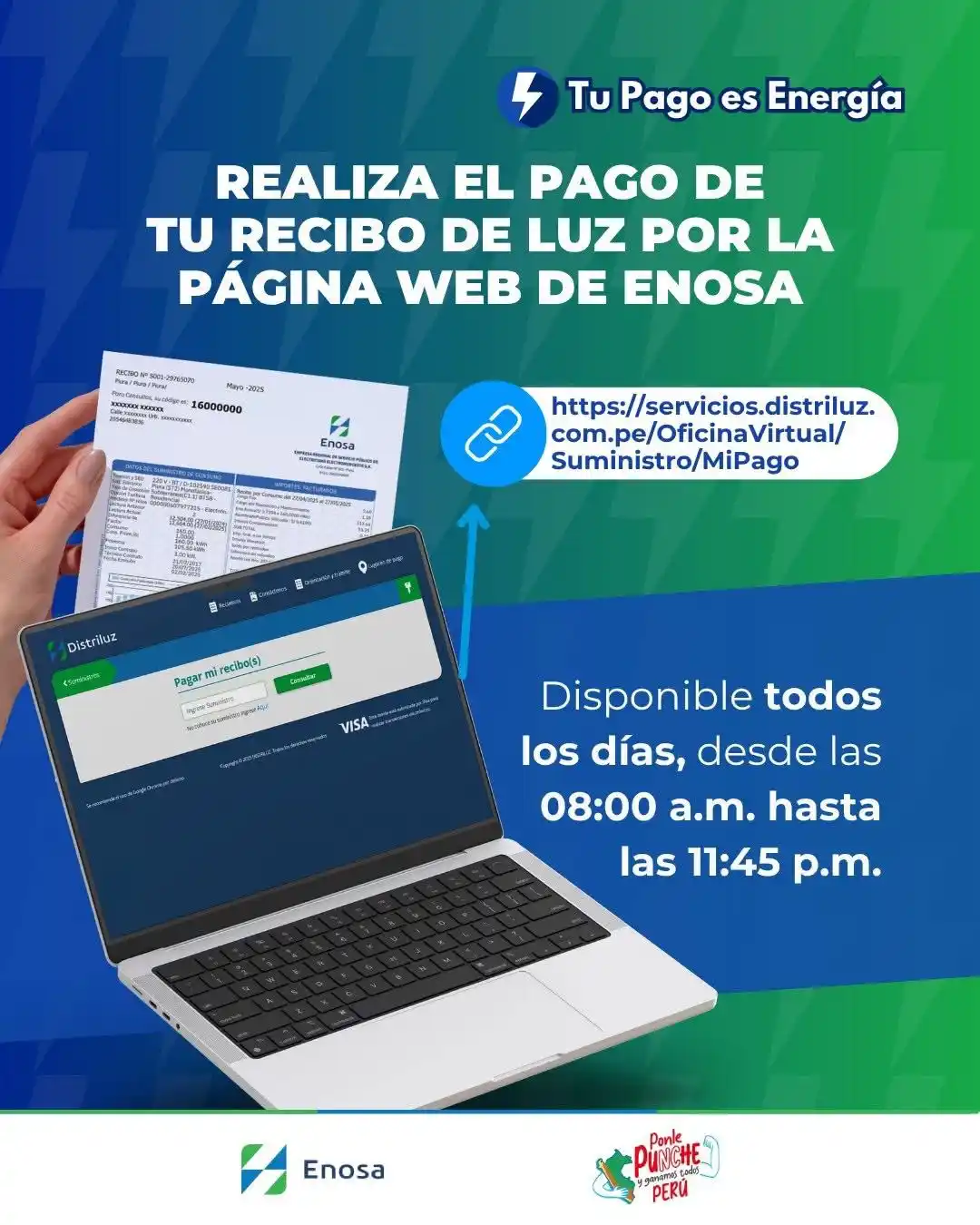 Image from ENOSA: ¡Simplifica tu vida! Paga tu recibo de luz Enosa por nuestra web, ¡fác...