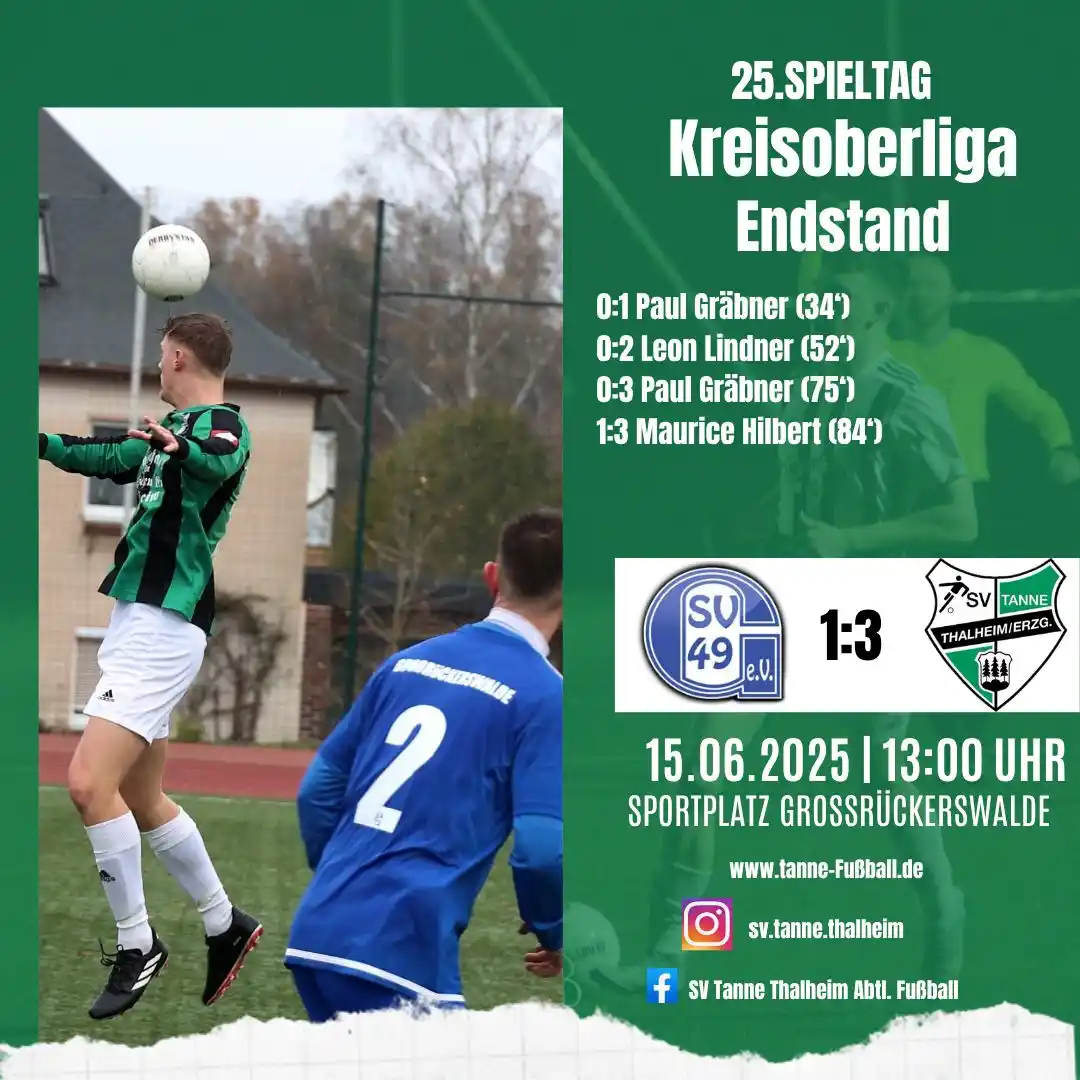 Image from SV Tanne Thalheim Abtl. Fußball 🌲🌲🌲: *Tanne 2 holt Auswärtsdreier in Großrückerswalde* 💚🤍  Auf einem heiß...