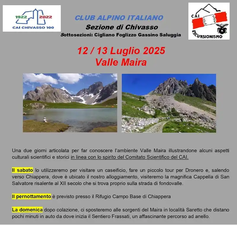 Image from CAI Chivasso: Tutte le informazioni al seguente link https://www.caichivasso.it/gite...