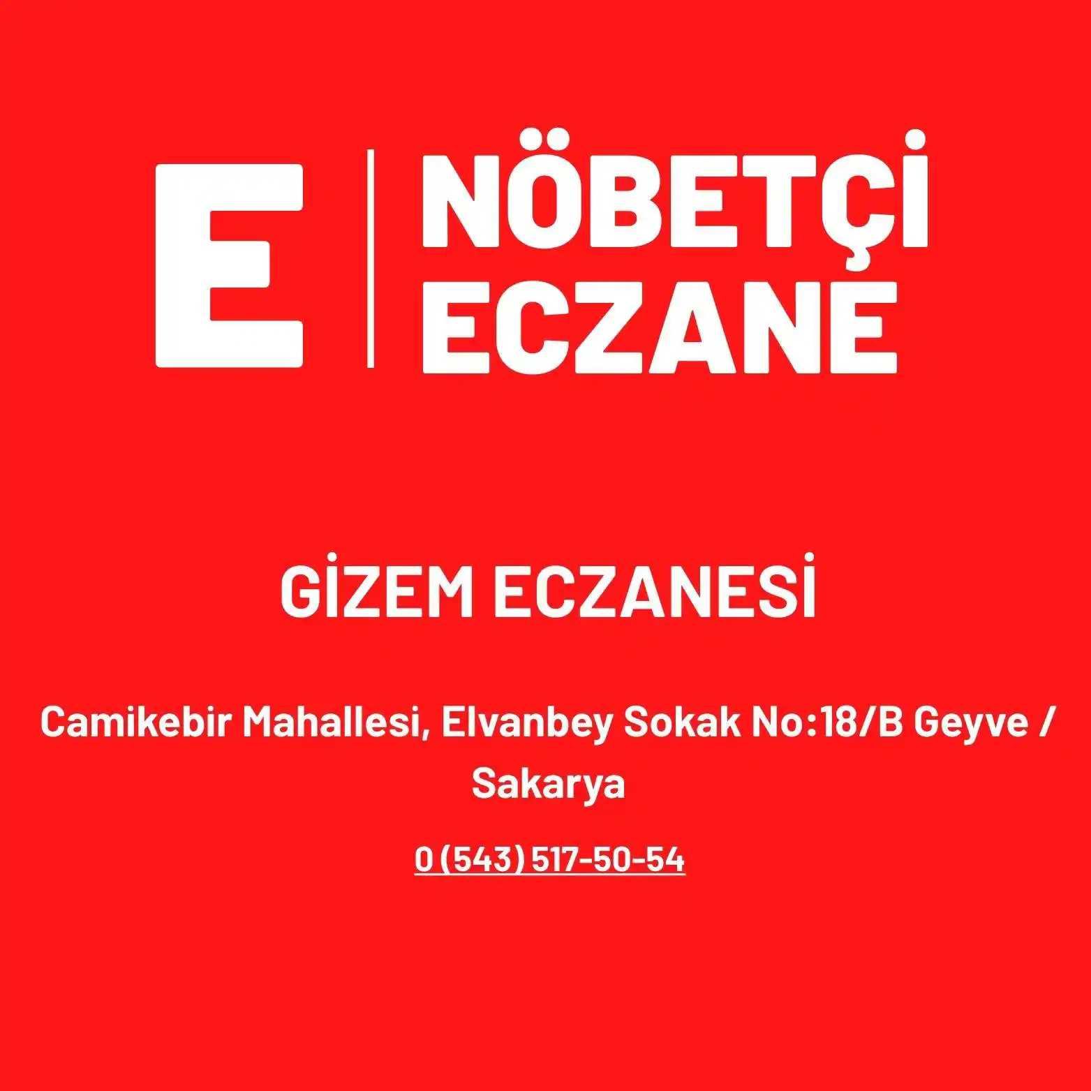 Image from Geyve Belediyesi: 18.06.2025 Çarşamba Nöbetçi Eczane...