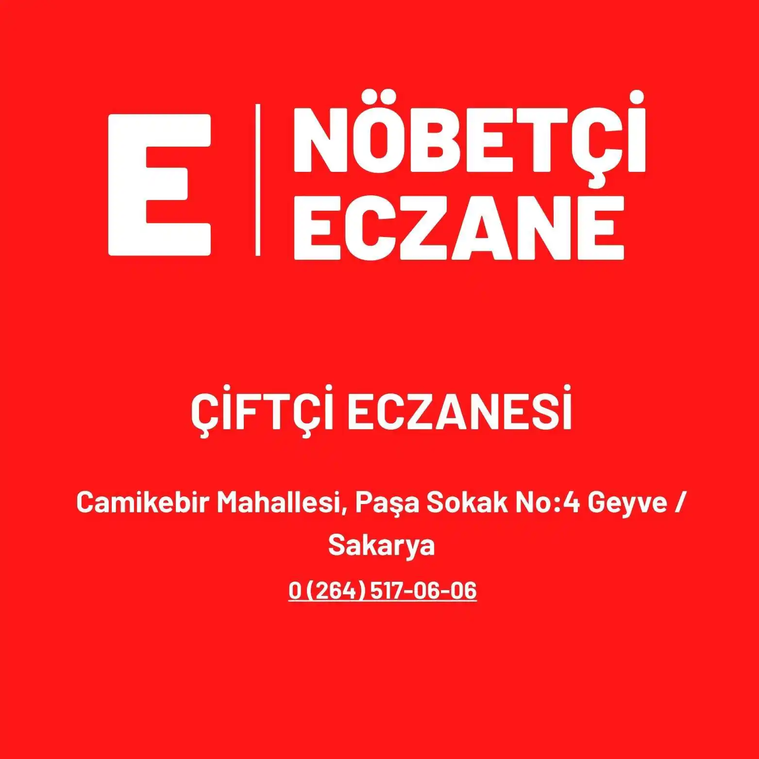 Image from Geyve Belediyesi: 19.06.2025 Perşembe Nöbetçi Eczane...