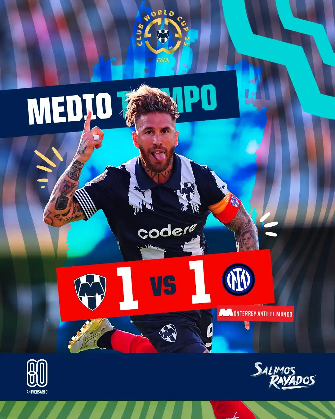 Image from Rayados: 45' ⏱️ | Monterrey 1-1 Inter | Termina la primera mitad en el Rose Bo...
