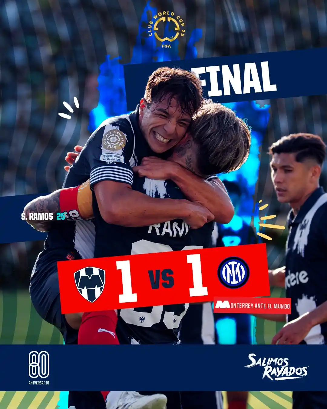 Image from Rayados: 90' ⏱️ | Monterrey 1-1 Inter |  Termina el partido en empate.💪🏼🔥  ¡...