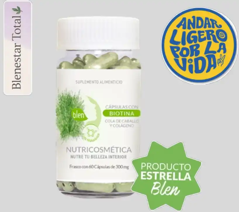 Image from Blenestar Total 🌱 🌿 🍃 💜: Blen Nutricosmetica Cápsulas de Biotina, cola de caballo y colágeno. �...
