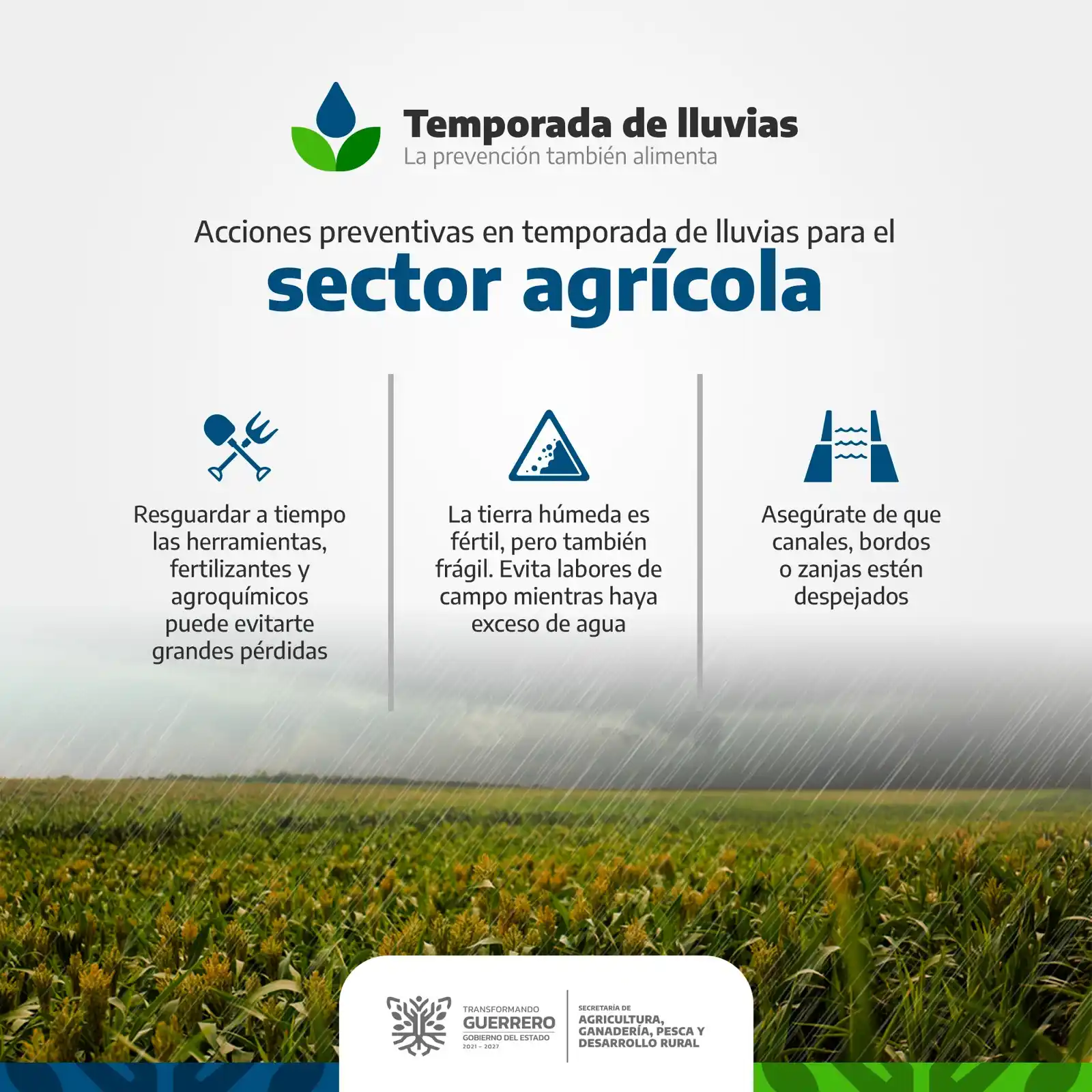 Image from SAGADEGRO: Cuidar el campo también es prevenir. Durante la temporada de lluvias, ...