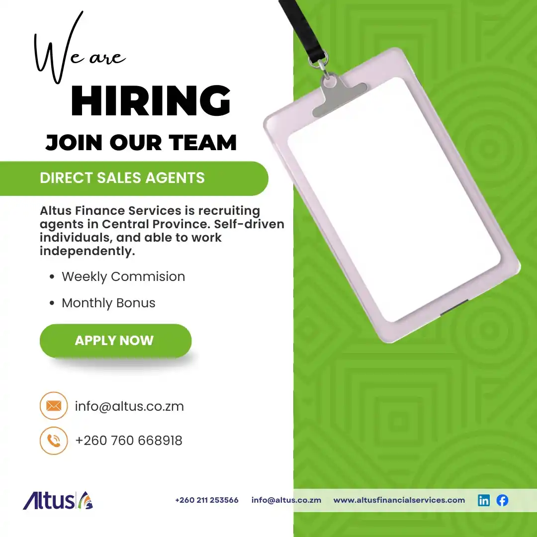 Image from Opportunities Network Zambia: Direct Sale Agents - Altus Financial Services Altus Financial Service...