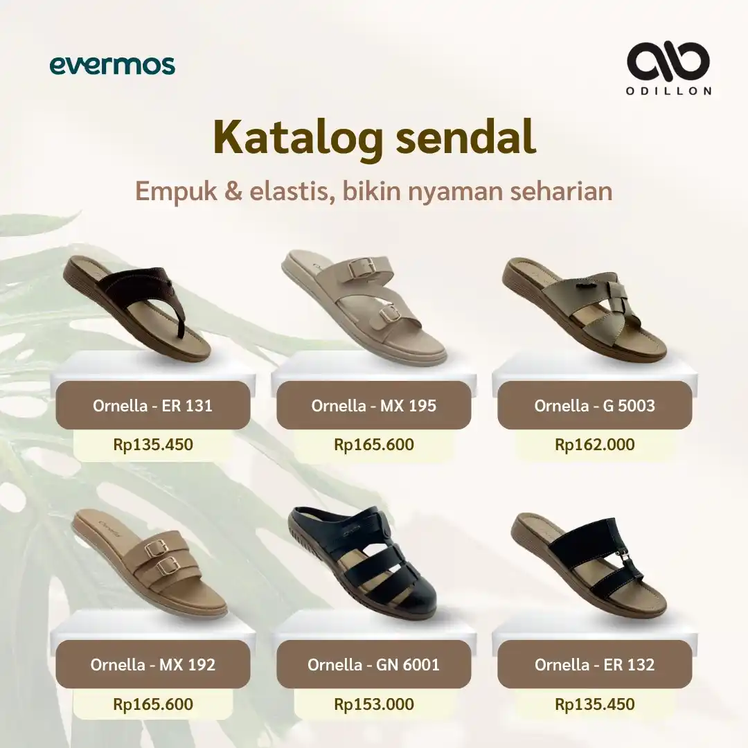 Image from Evermos Official: *Empuk, elastis, awet & bergaransi 1 tahun!* 👡  Sandal cewek *Odillon...