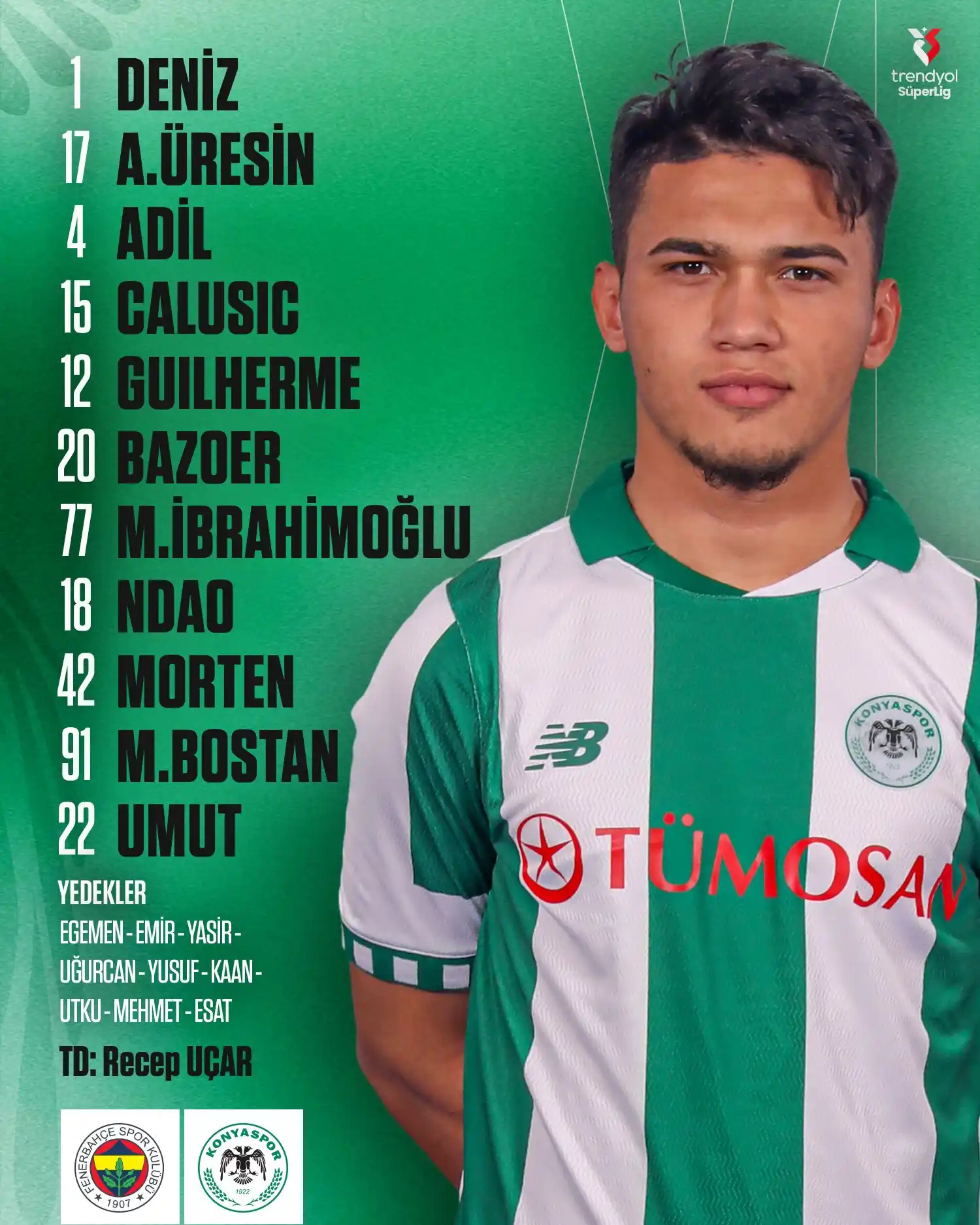 Image from Konyaspor: 📝 Fenerbahçe karşısındaki ilk 11'imiz! <a class="text-blue-500 hover:...