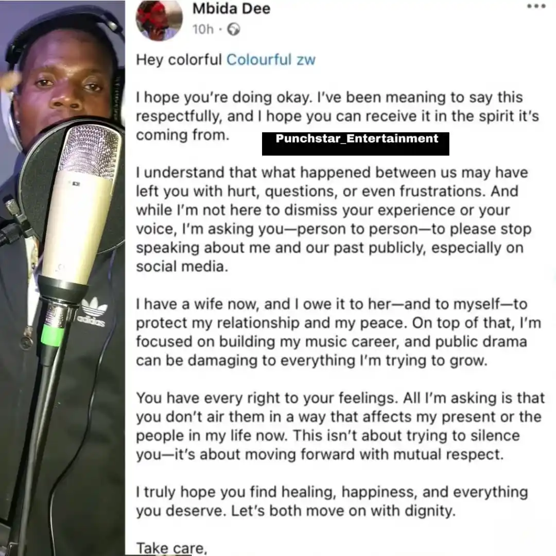 Image from Punchstar Entertainment Media: JUST IN : Zimdancehall musician Mbida Dee has publicly addressed his e...