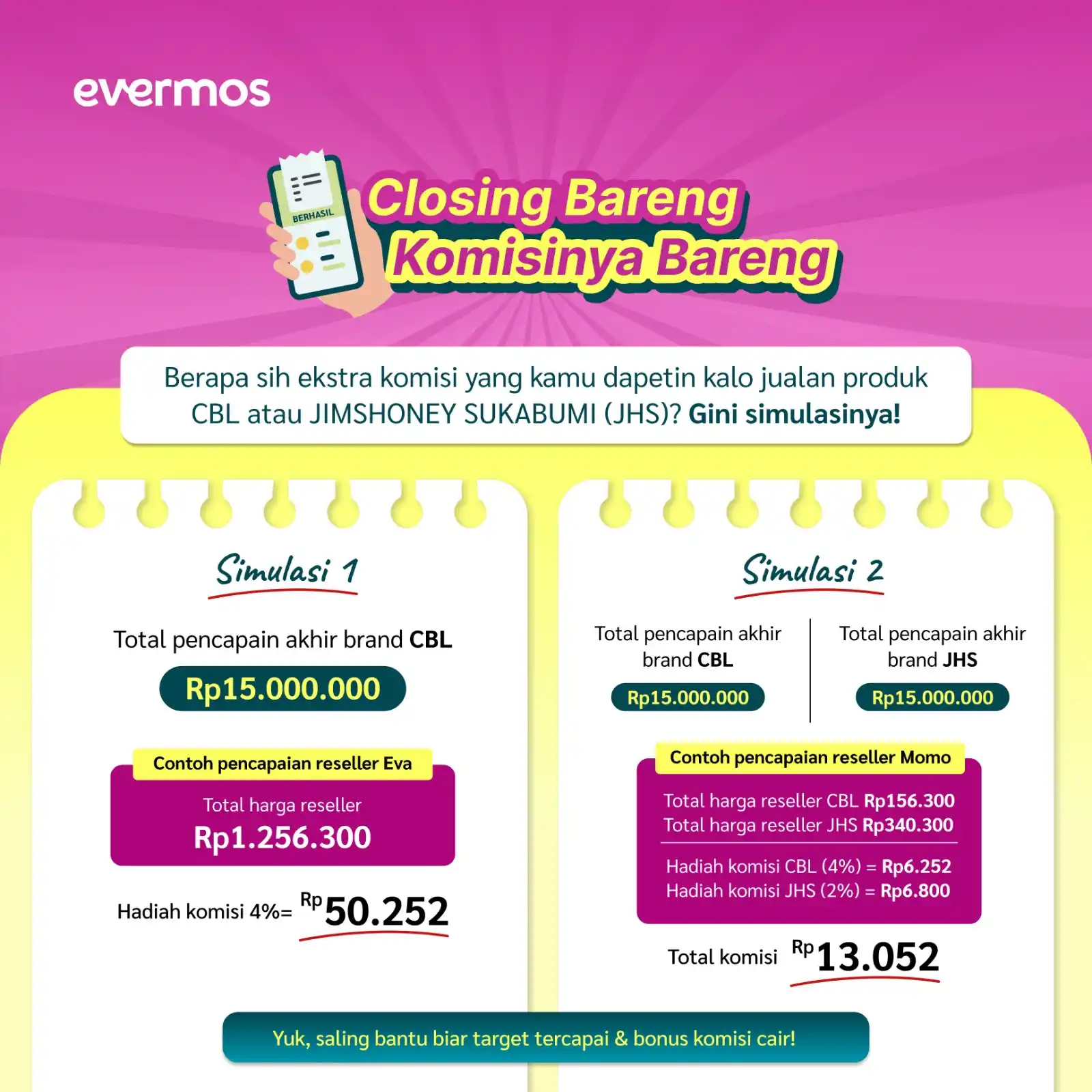 Image from Evermos Official: *Komisi tambahan s.d 4% udah menantimu!* 💸   Jualan brand *CBL & Jims...