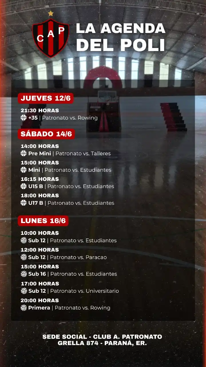 Image from Club Atlético Patronato: 📌 La actividad de las disciplinas en el polideportivo de calle Grella...