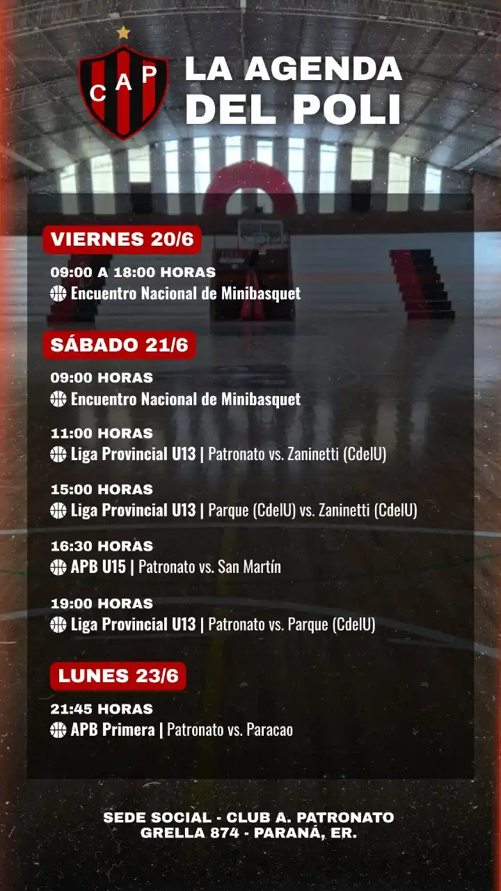 Image from Club Atlético Patronato: 📌 La agenda del Polideportivo   <a class="text-blue-500 hover:underli...