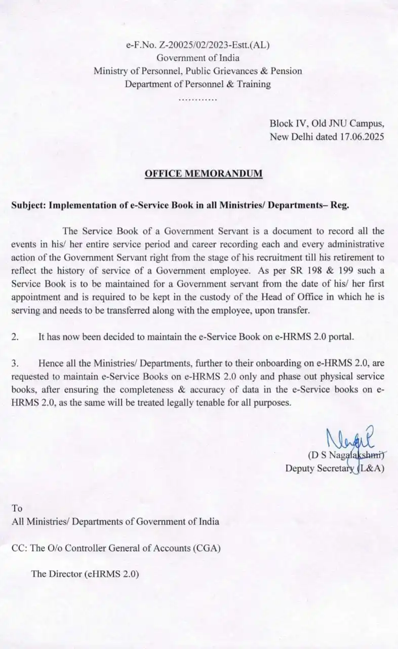 Image from 🇮🇳CSS Forum🇮🇳: Maintain *e-Service Book* on e-HRMS portal and *phase out of physical*...