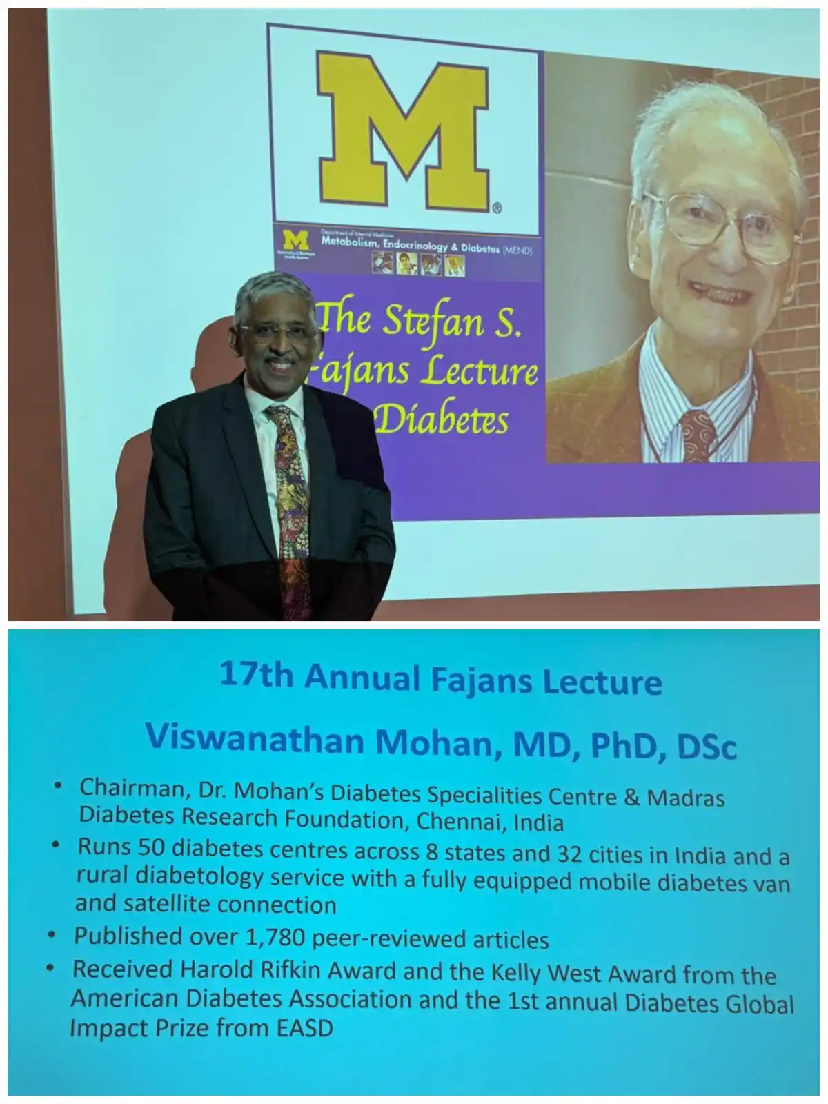 Image from Dr V Mohan: Prof. Stefan Fajans was my hero from my medical college days. When I w...