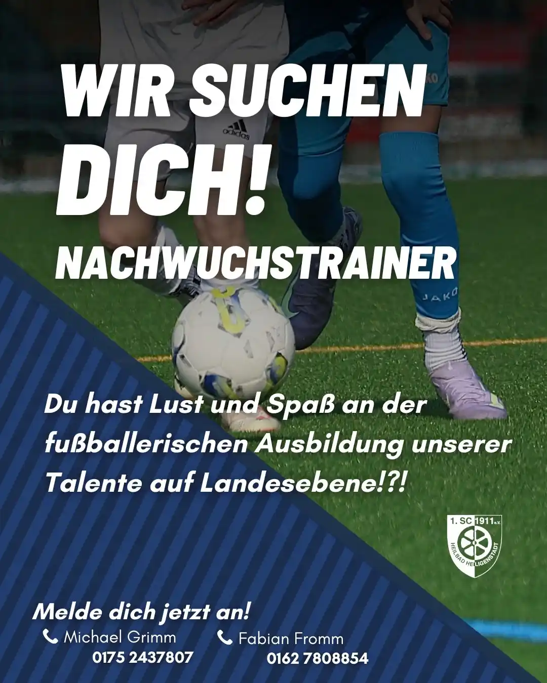 Image from 1. SC 1911 Heiligenstadt News: ⚽ Wir suchen DICH! Werde Nachwuchstrainer beim SC 1911! Du liebst Fußb...