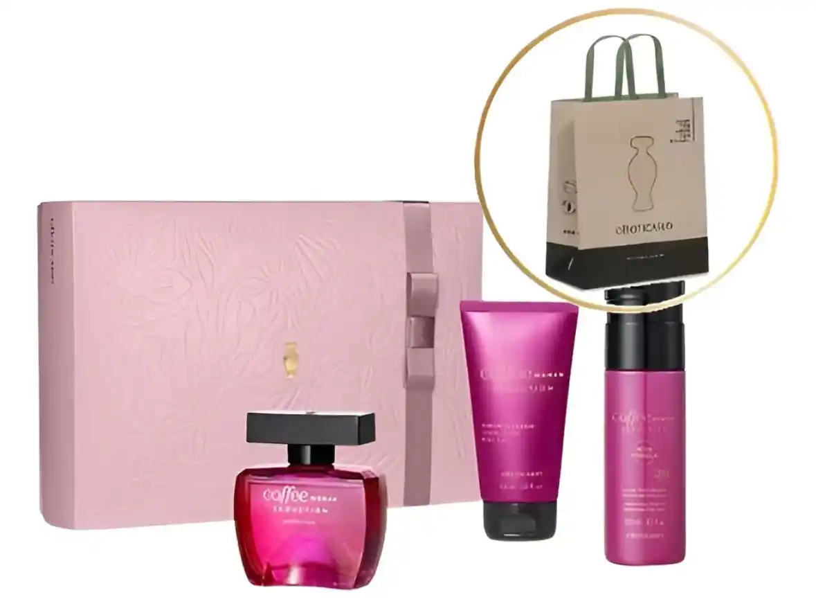 Image from miau promos. 💗🎀: *🛍️ 32% OFF!* Kit Presente Coffee Woman Seduction O Boticário.✨ De:...
