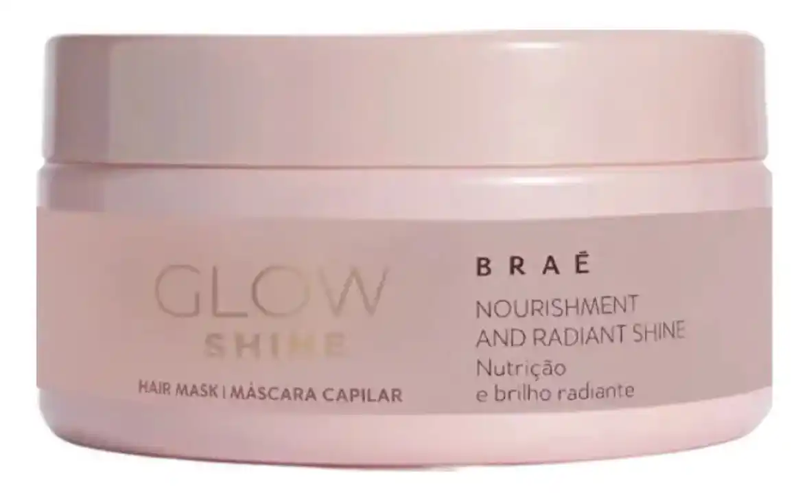 Image from miau promos. 💗🎀: *🛍️ 39% OFF!* Máscara De Nutrição Braé Glow Shine 200g Brilho Radian...