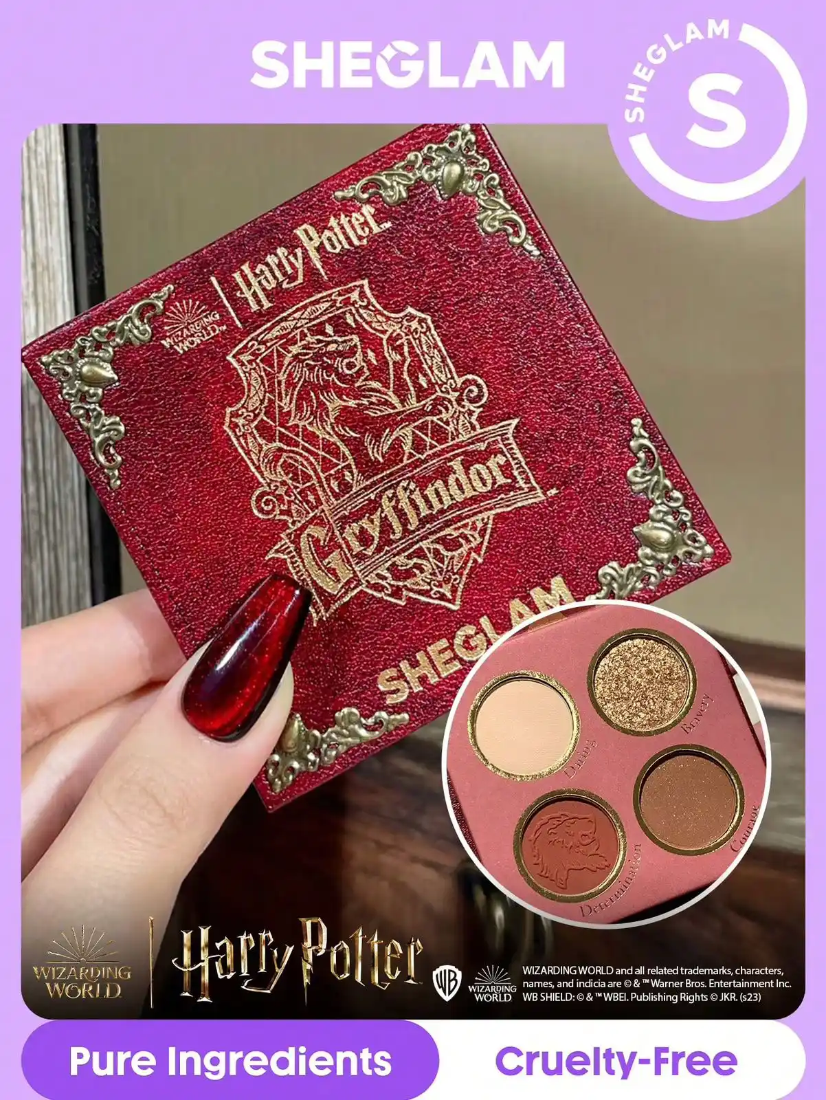 Image from miau promos. 💗🎀: *🛍️ 43% OFF!*  ￼SHEGLAM X Harry Potter - House Palette Gryffindor.✨  ...