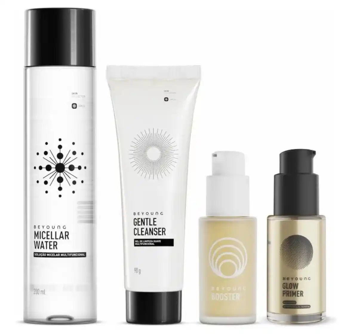 Image from miau promos. 💗🎀: *🛍️ 50% OFF!*  Kit Clássicos Beyoung Skincare E Make Dourado 4 Produt...