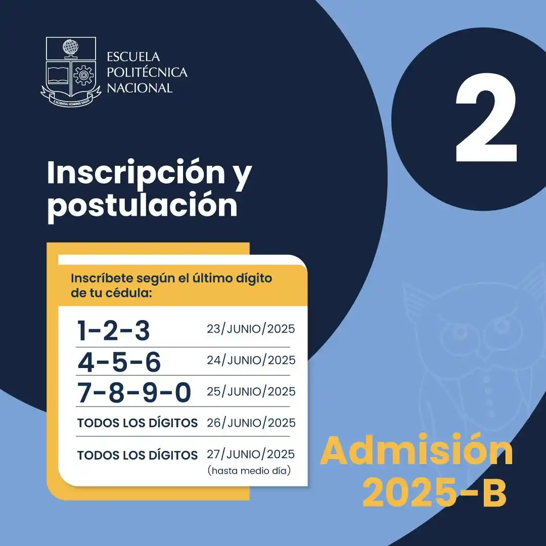 Image from Escuela Politécnica Nacional: 🔴 ¡Atención aspirantes! ✅ Recuerda que la etapa de inscripción y pos...